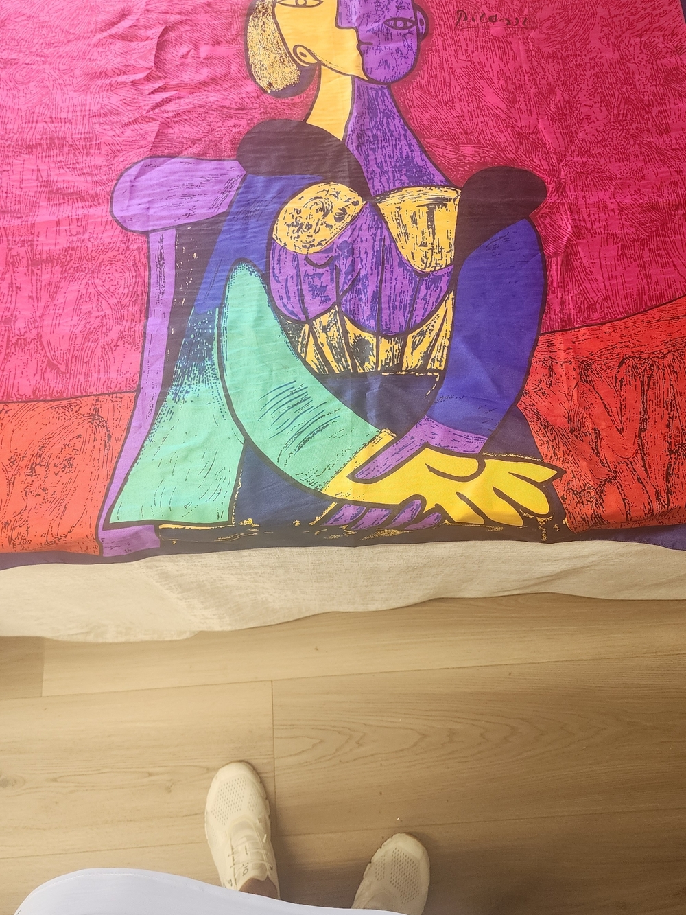 Vintage Paloma Picasso Colorblock Abstract Portrait Scarf